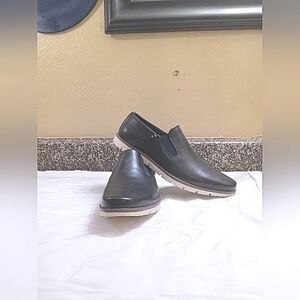 Men Navy Blue Formal Dress Shoe Casual Slip On Faux Leather Plain Toe